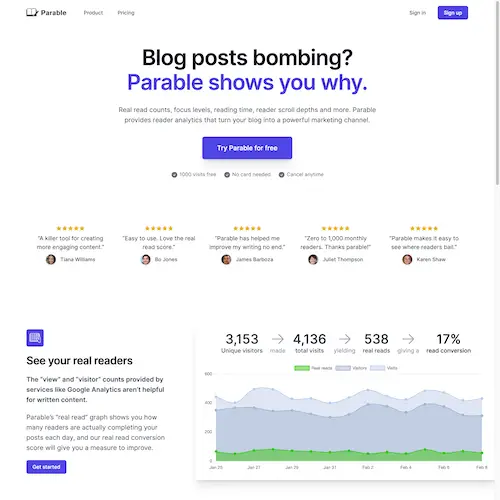 The Parable homepage.